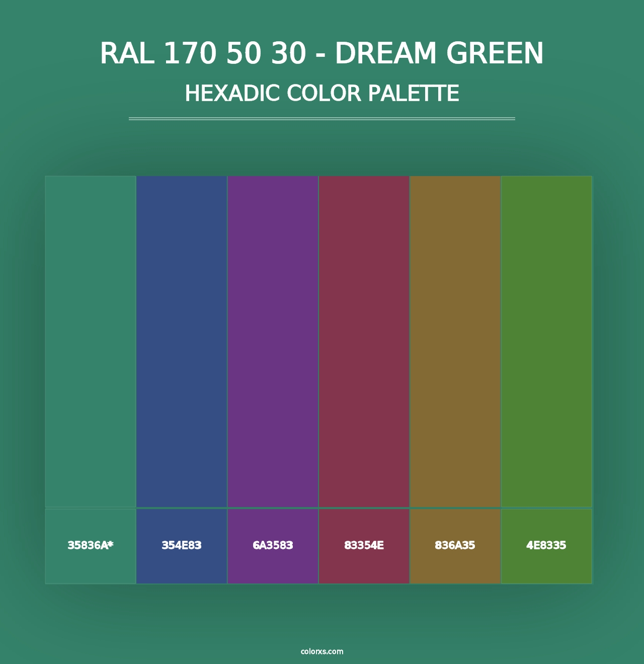 RAL 170 50 30 - Dream Green - Hexadic Color Palette