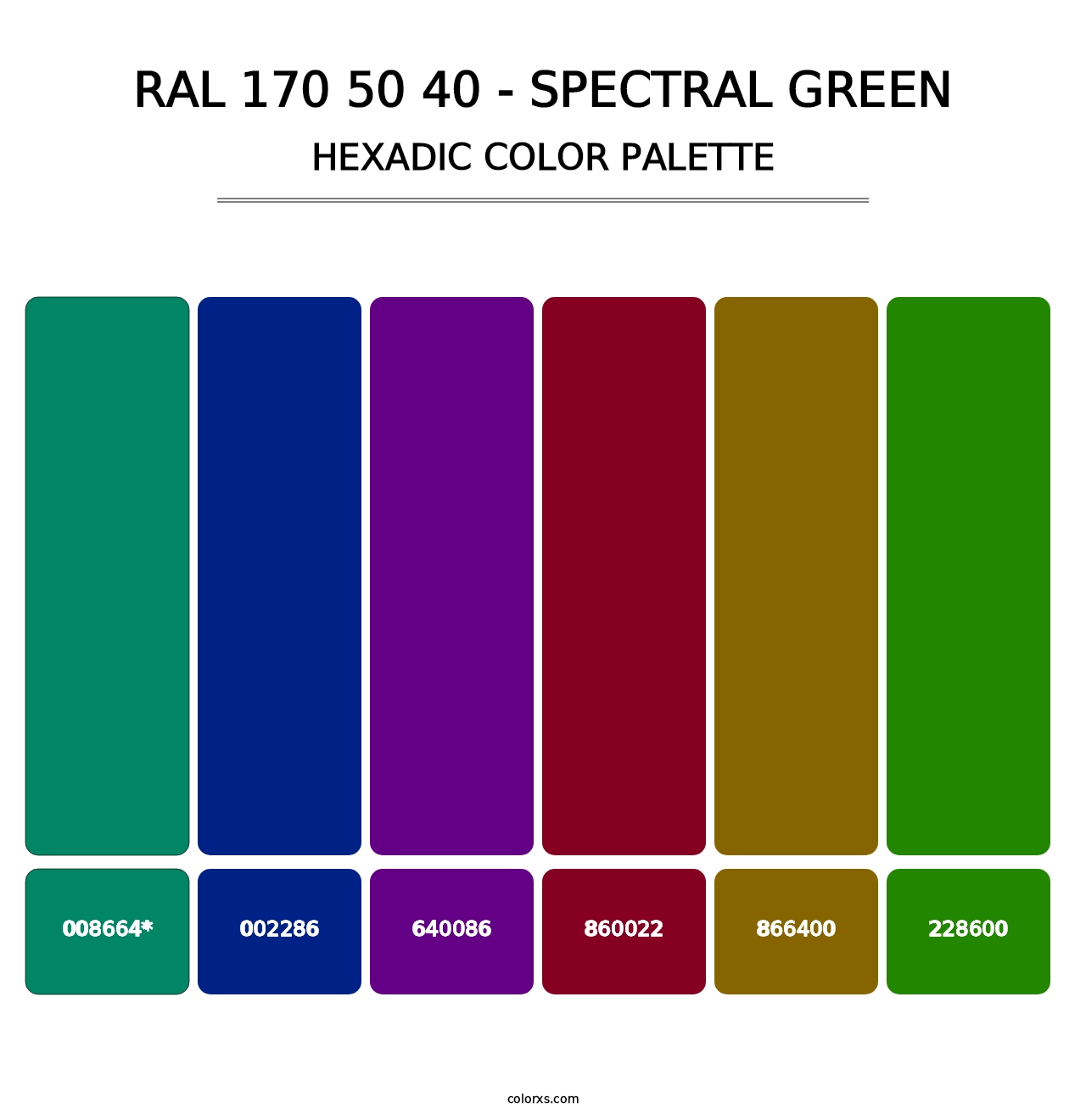 RAL 170 50 40 - Spectral Green - Hexadic Color Palette