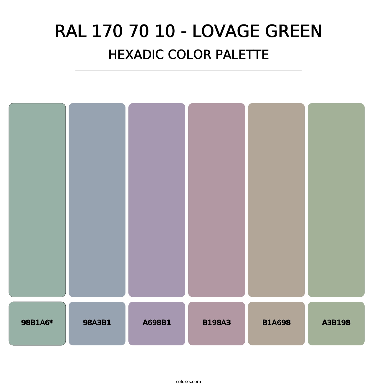 RAL 170 70 10 - Lovage Green - Hexadic Color Palette