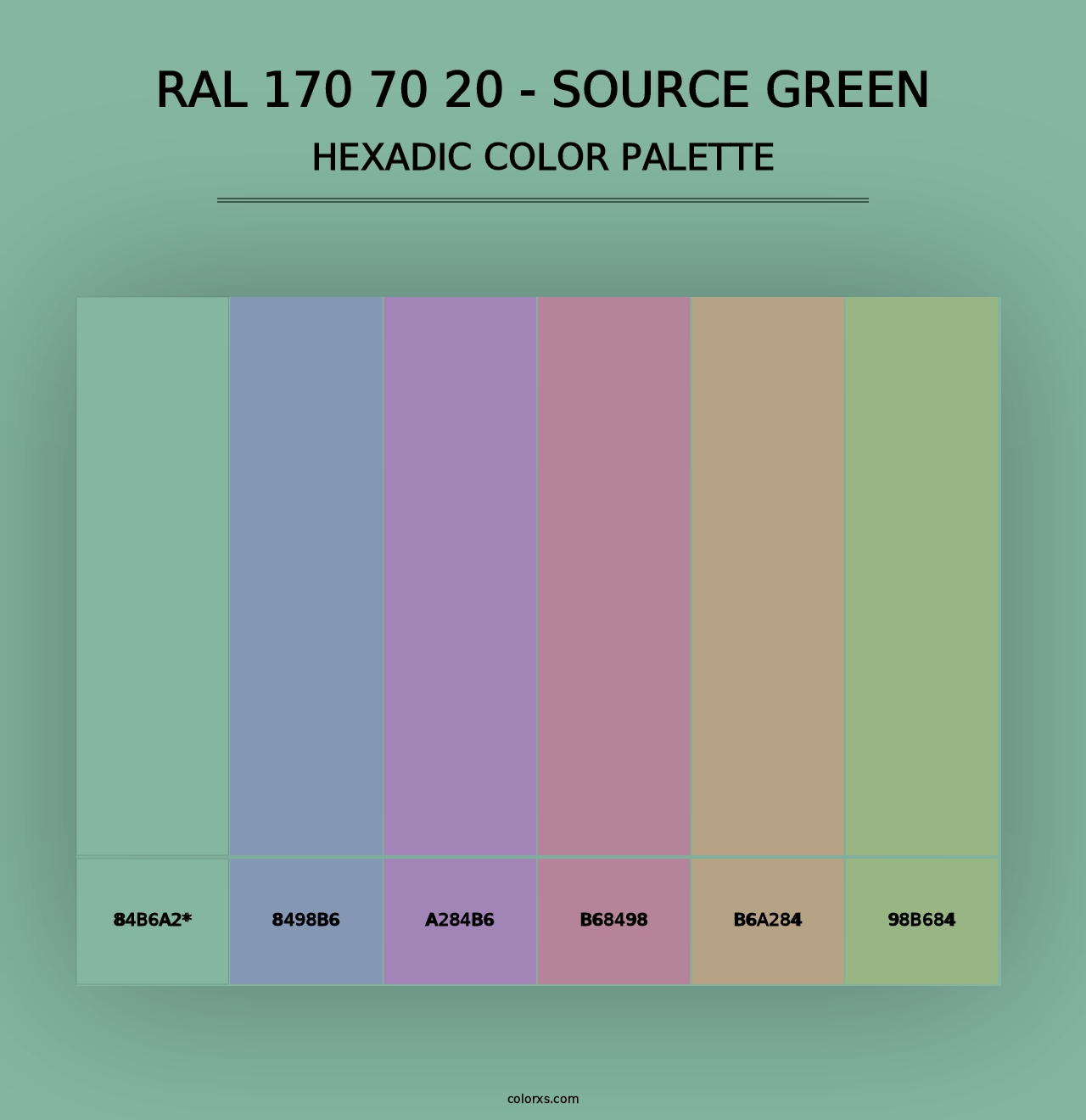 RAL 170 70 20 - Source Green - Hexadic Color Palette