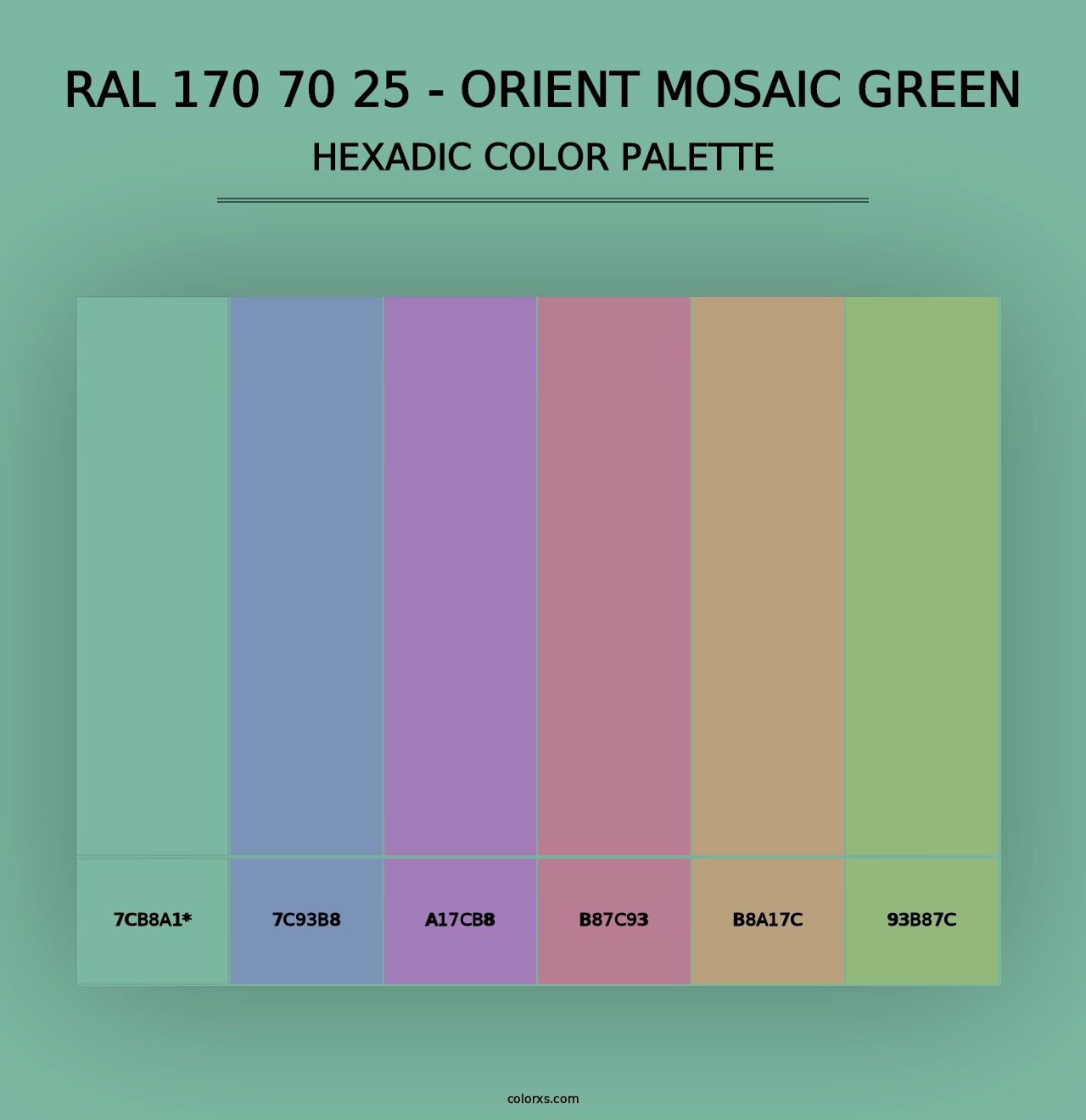 RAL 170 70 25 - Orient Mosaic Green - Hexadic Color Palette