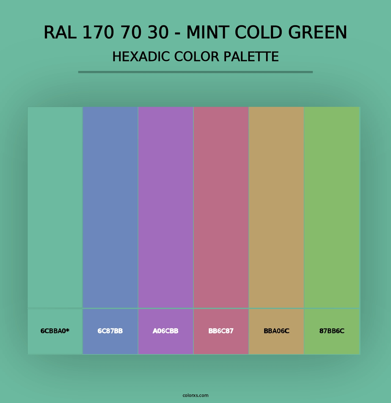 RAL 170 70 30 - Mint Cold Green - Hexadic Color Palette