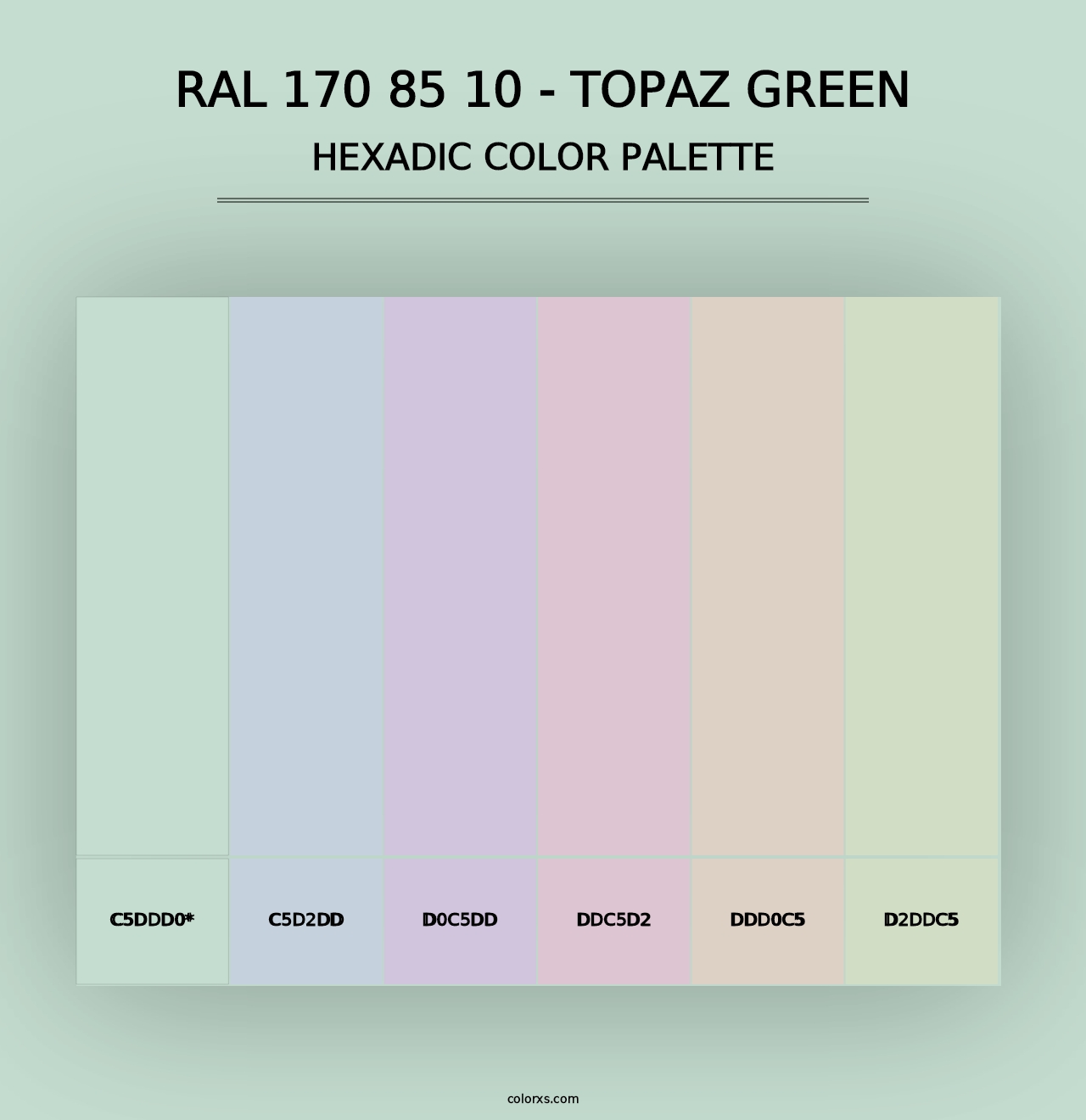 RAL 170 85 10 - Topaz Green - Hexadic Color Palette