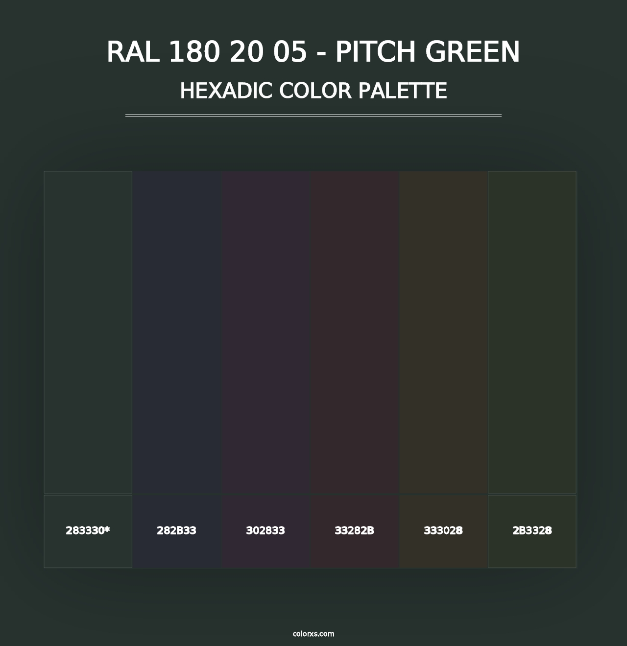 RAL 180 20 05 - Pitch Green - Hexadic Color Palette