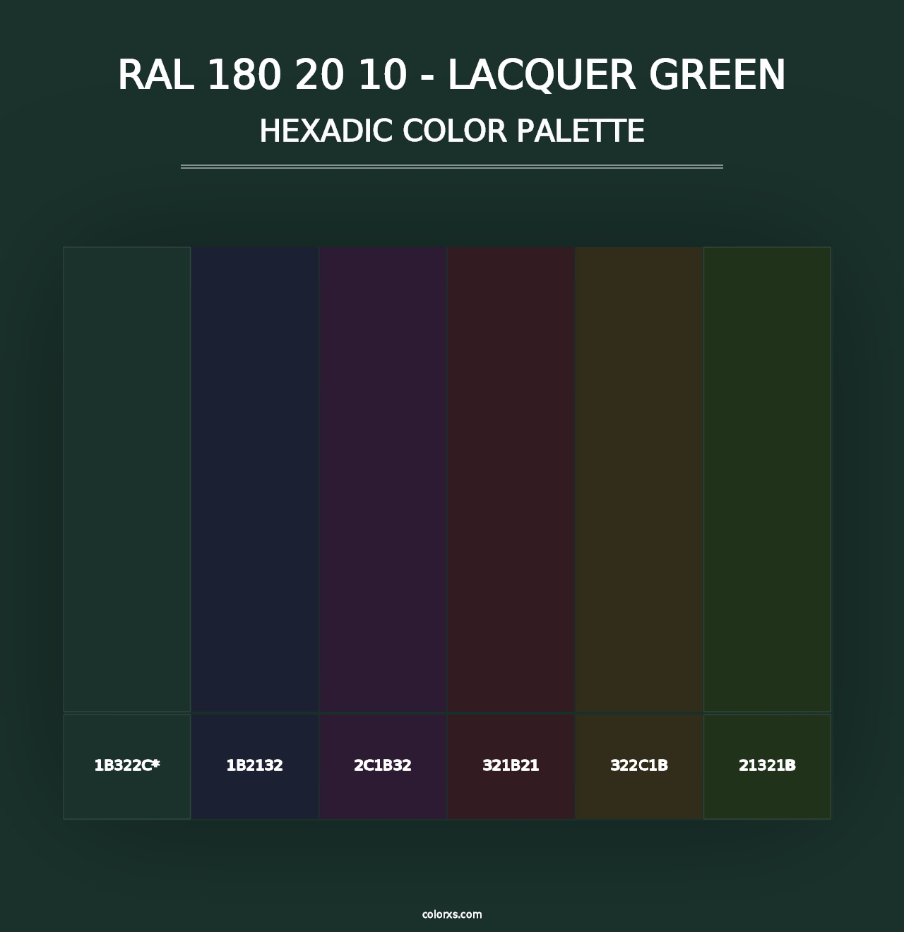 RAL 180 20 10 - Lacquer Green - Hexadic Color Palette