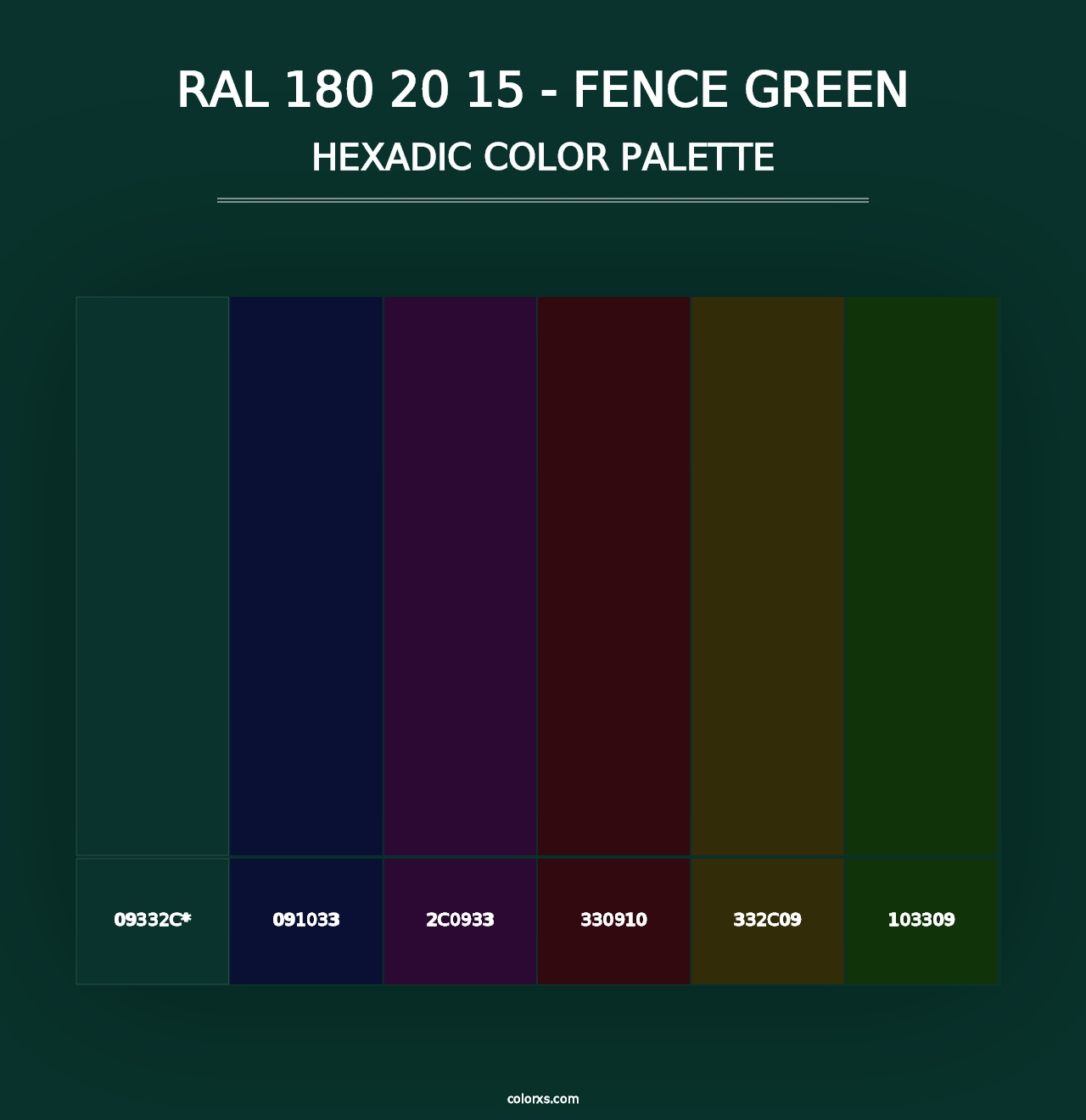 RAL 180 20 15 - Fence Green - Hexadic Color Palette