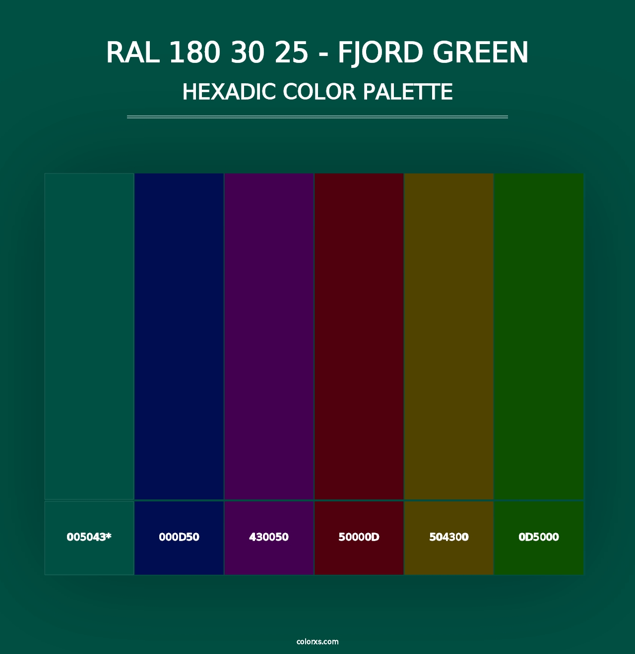 RAL 180 30 25 - Fjord Green - Hexadic Color Palette