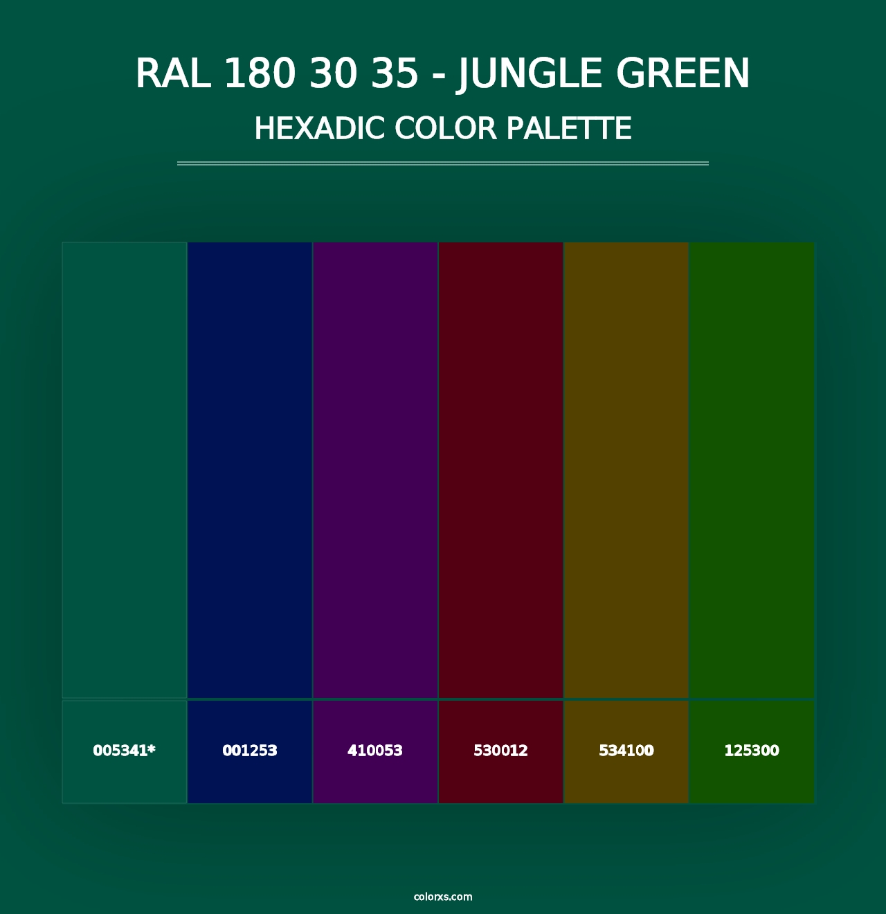 RAL 180 30 35 - Jungle Green - Hexadic Color Palette