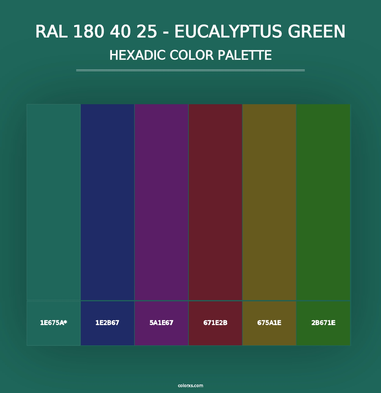 RAL 180 40 25 - Eucalyptus Green - Hexadic Color Palette