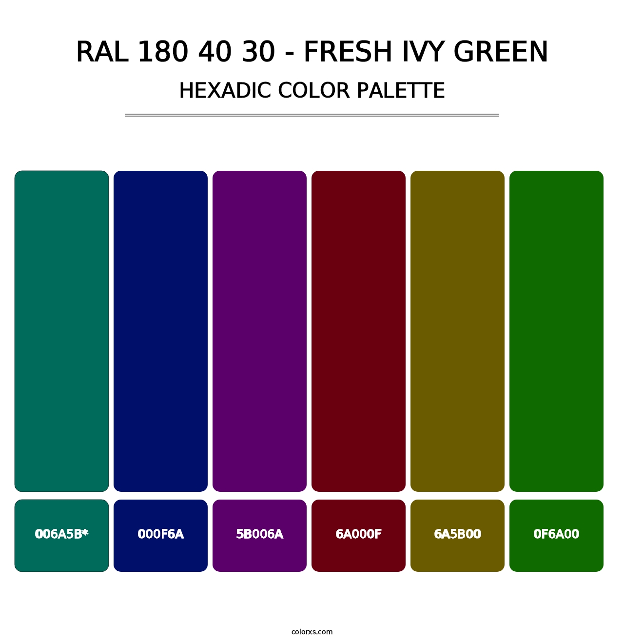 RAL 180 40 30 - Fresh Ivy Green - Hexadic Color Palette