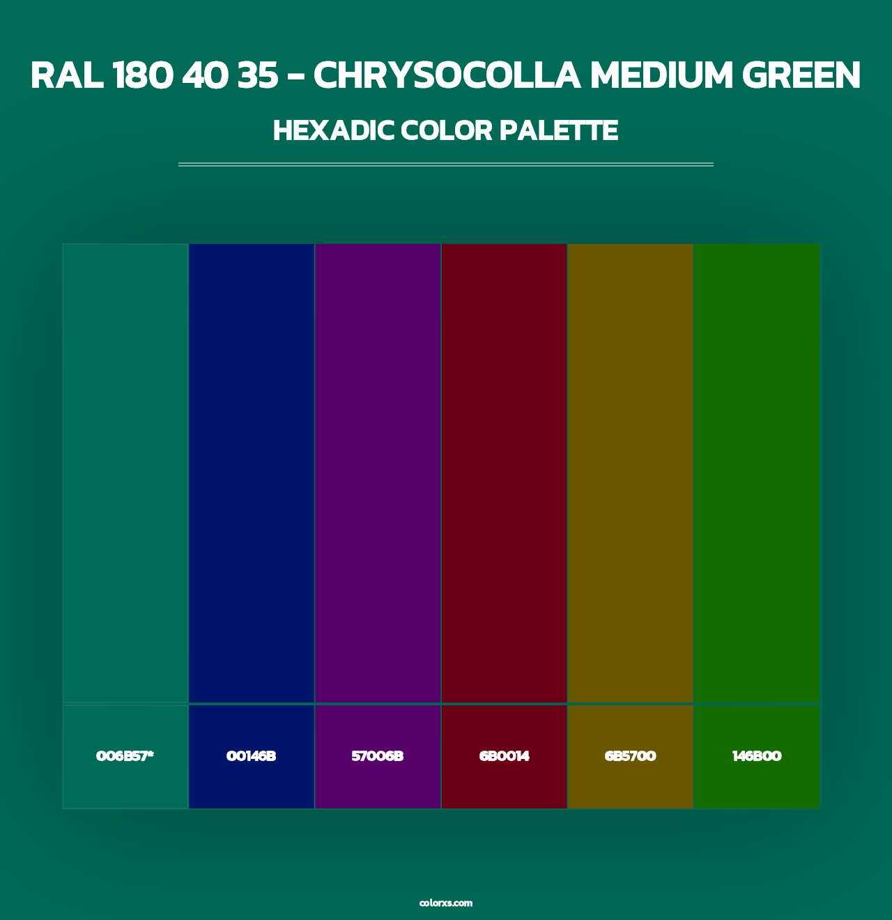 RAL 180 40 35 - Chrysocolla Medium Green - Hexadic Color Palette