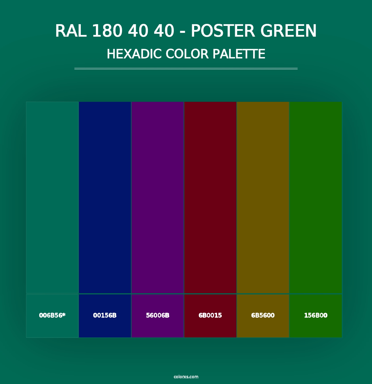 RAL 180 40 40 - Poster Green - Hexadic Color Palette