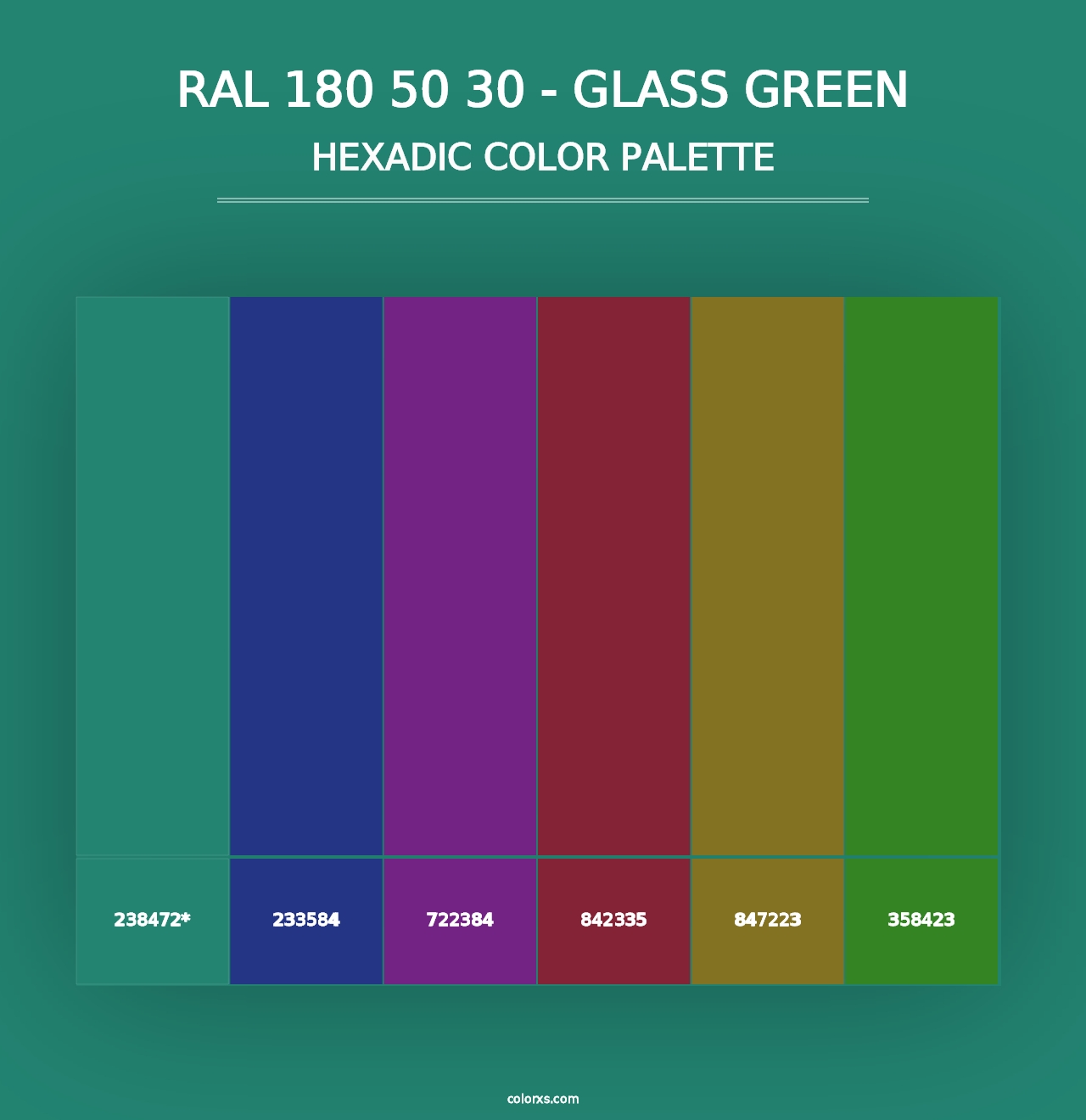 RAL 180 50 30 - Glass Green - Hexadic Color Palette