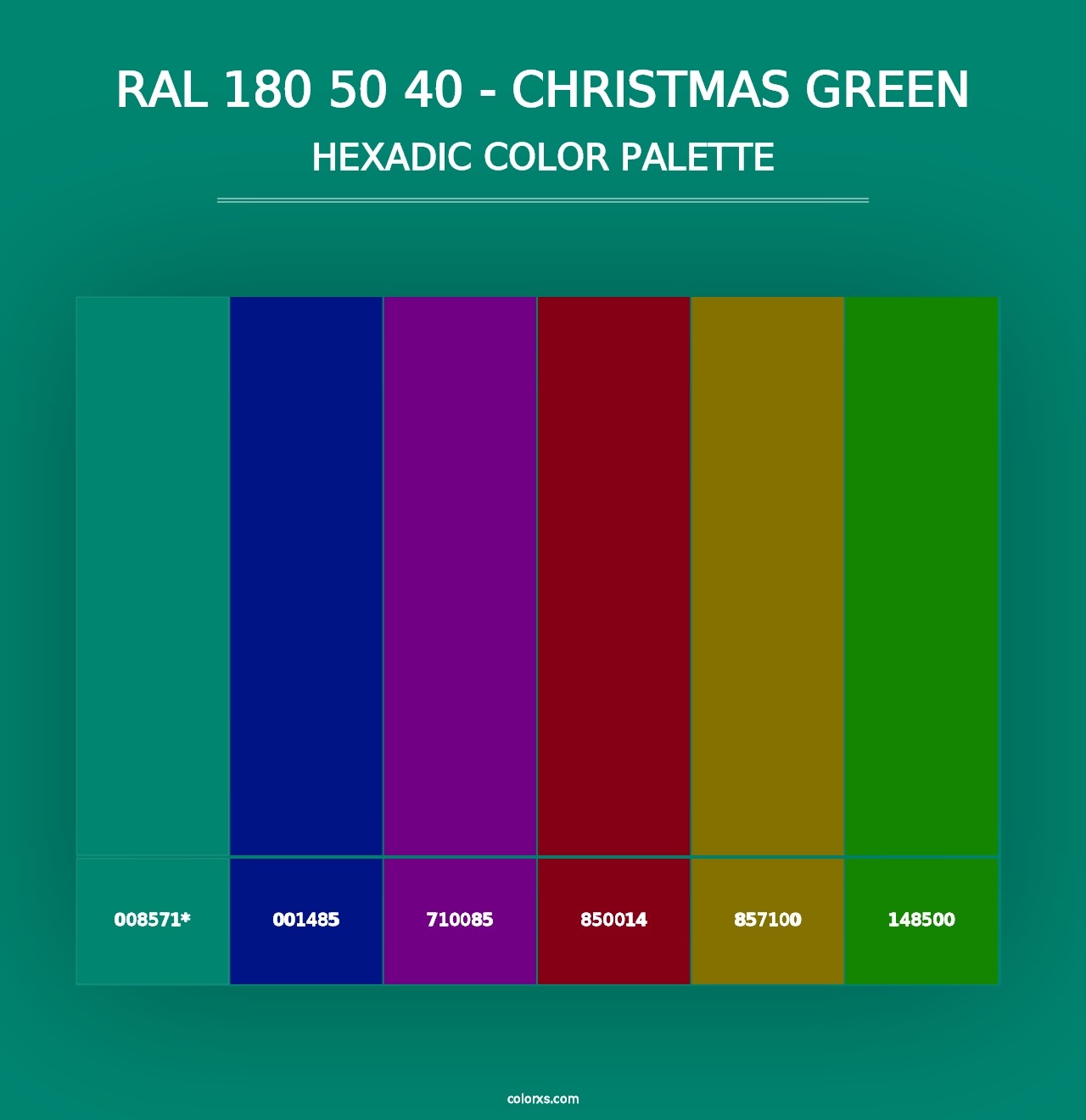 RAL 180 50 40 - Christmas Green - Hexadic Color Palette