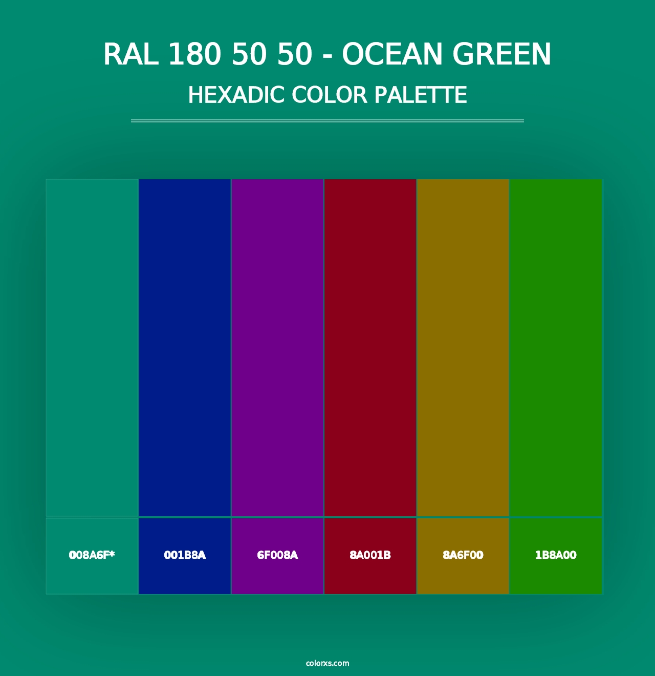 RAL 180 50 50 - Ocean Green - Hexadic Color Palette