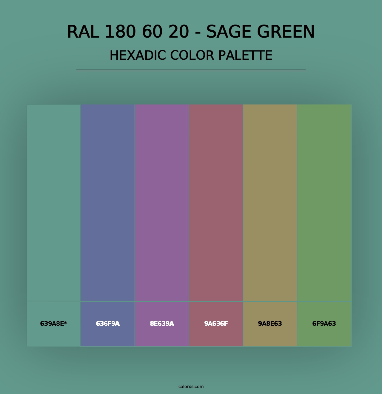 RAL 180 60 20 - Sage Green - Hexadic Color Palette