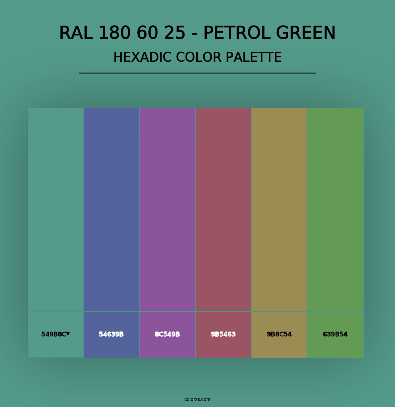 RAL 180 60 25 - Petrol Green - Hexadic Color Palette