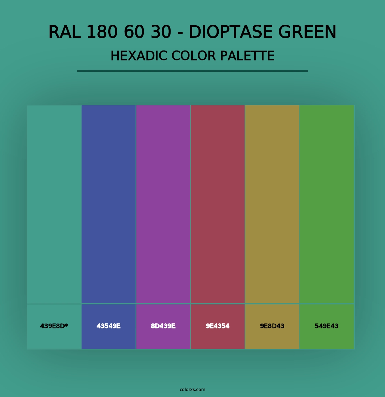 RAL 180 60 30 - Dioptase Green - Hexadic Color Palette