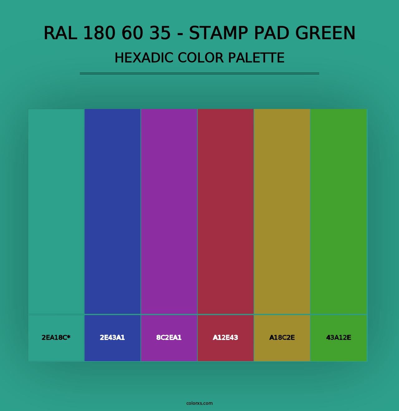 RAL 180 60 35 - Stamp Pad Green - Hexadic Color Palette