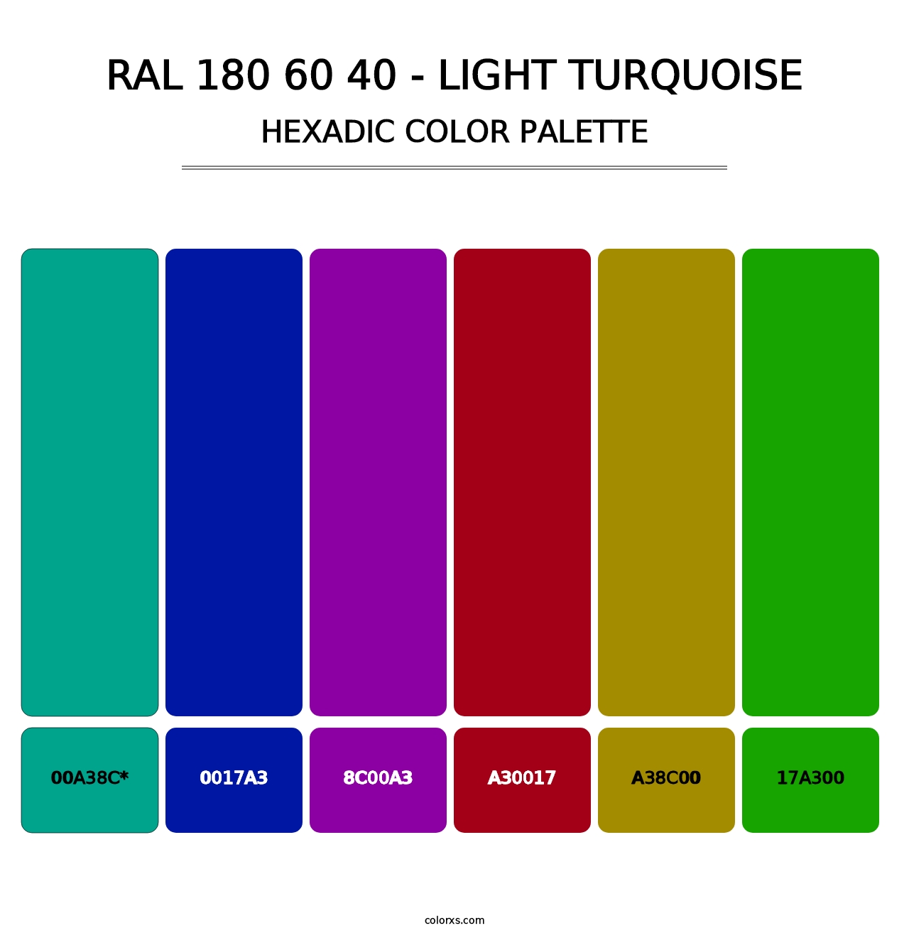 RAL 180 60 40 - Light Turquoise - Hexadic Color Palette