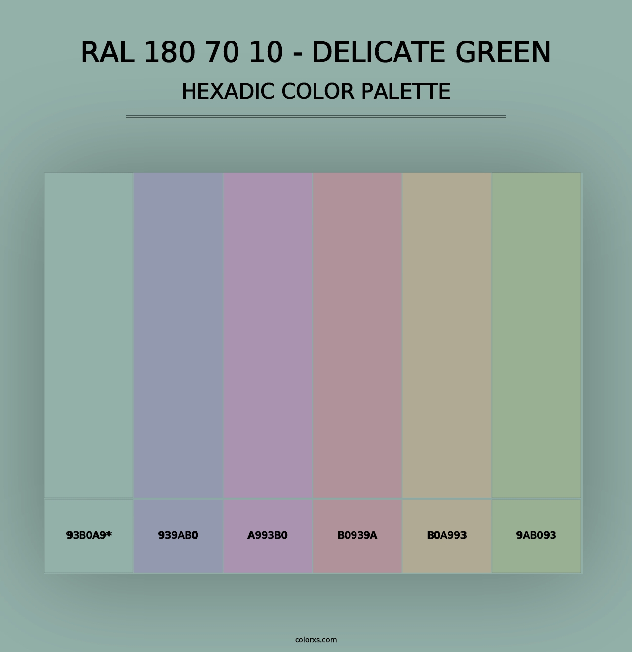 RAL 180 70 10 - Delicate Green - Hexadic Color Palette