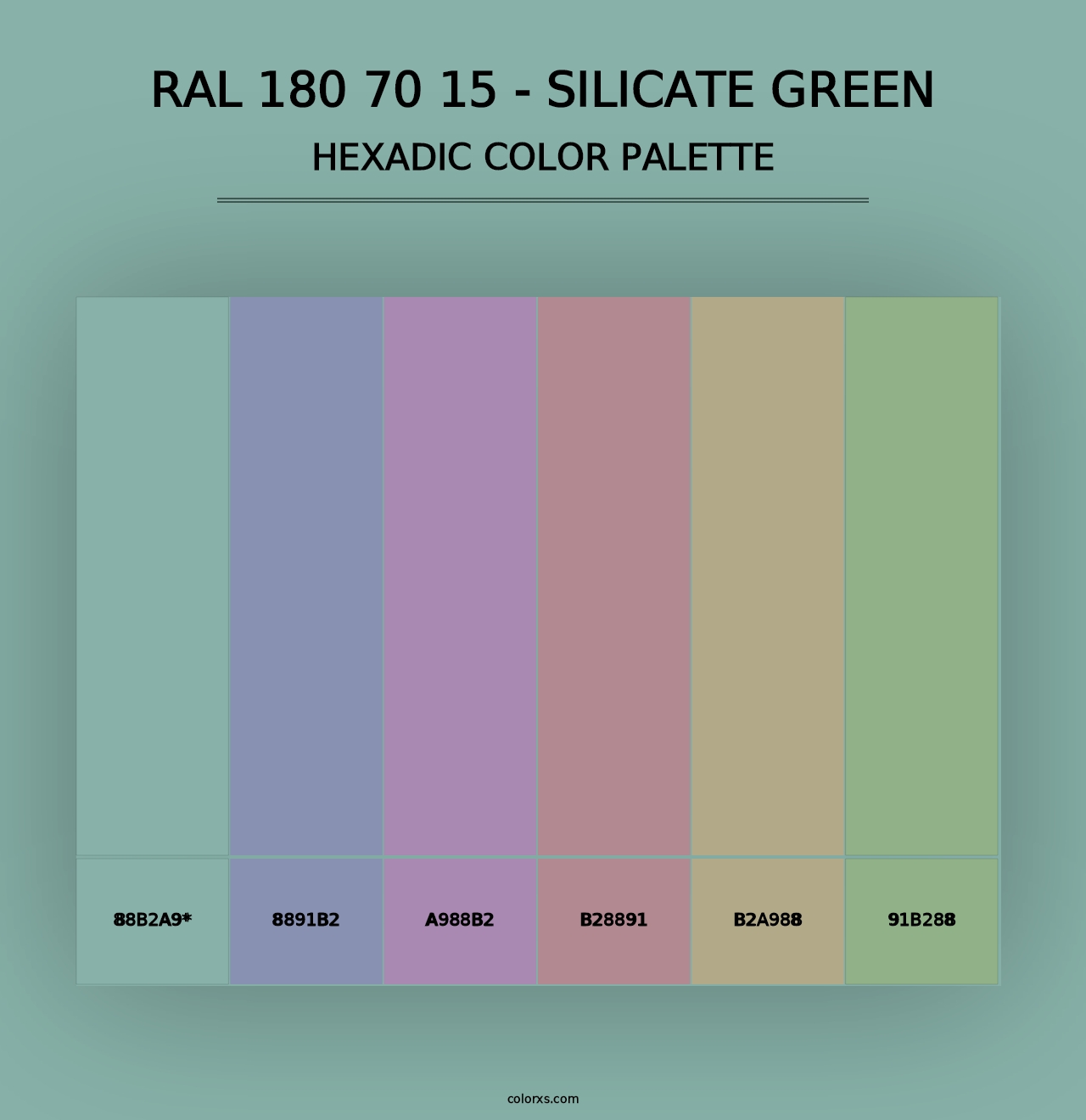 RAL 180 70 15 - Silicate Green - Hexadic Color Palette