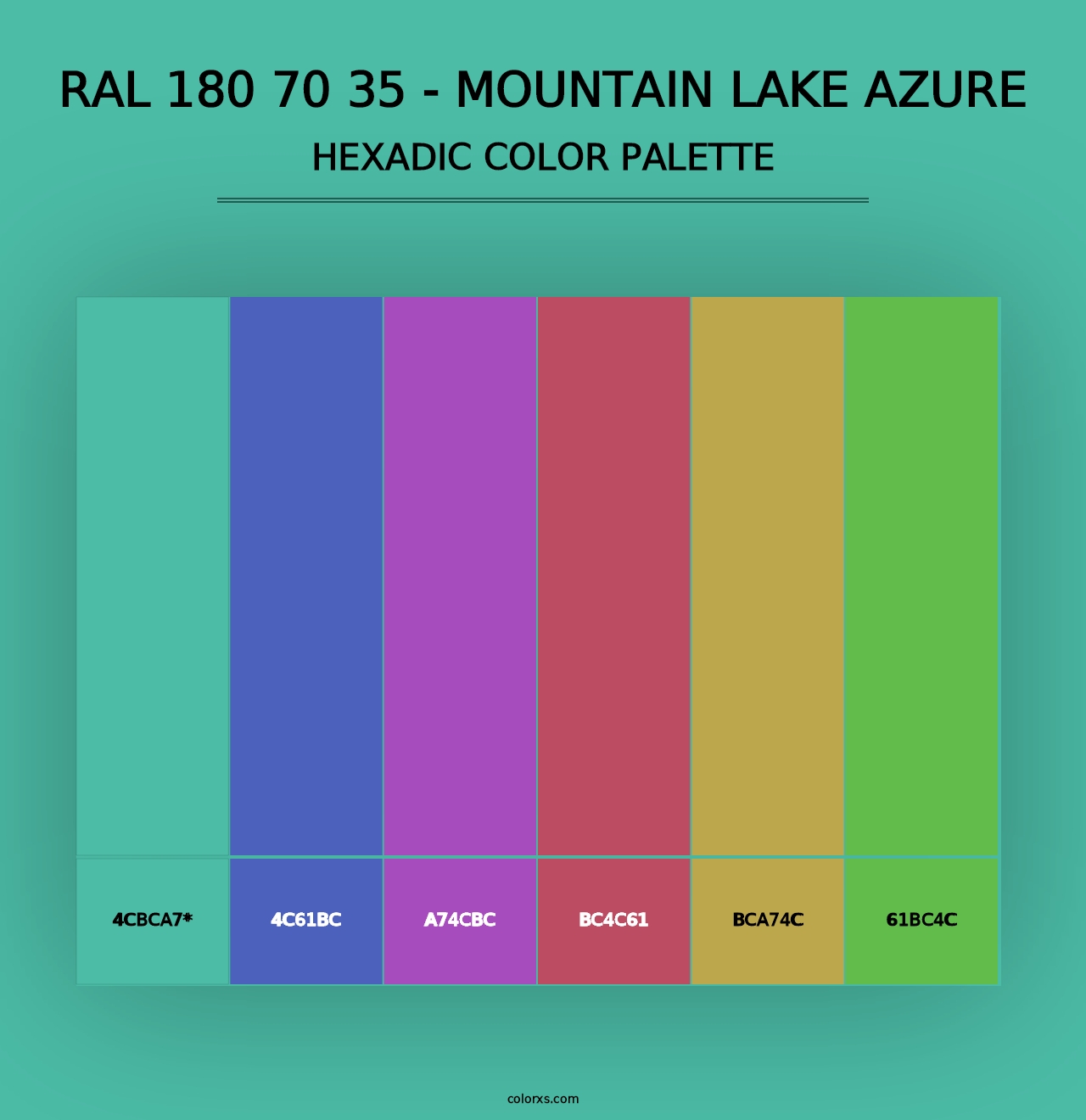 RAL 180 70 35 - Mountain Lake Azure - Hexadic Color Palette