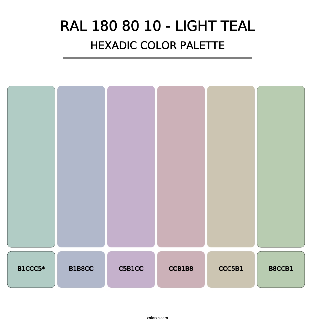 RAL 180 80 10 - Light Teal - Hexadic Color Palette