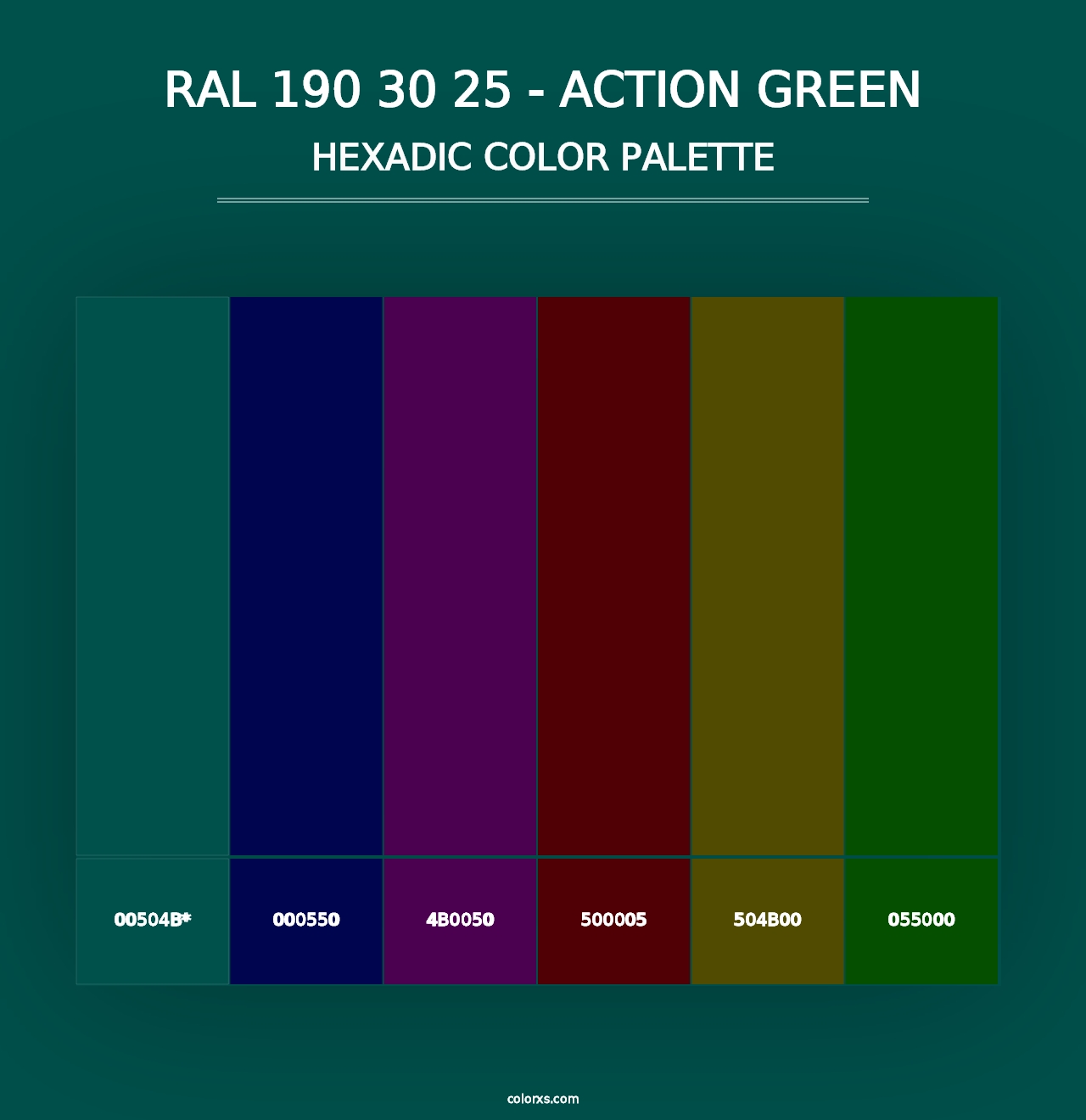 RAL 190 30 25 - Action Green - Hexadic Color Palette