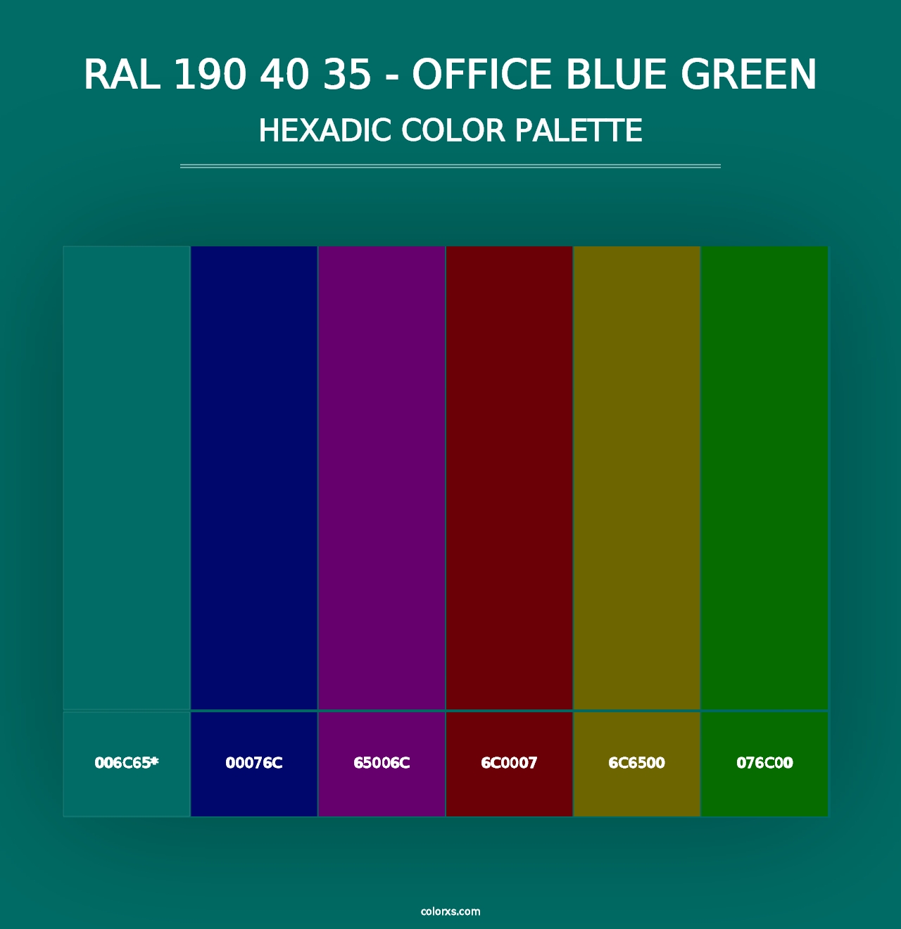 RAL 190 40 35 - Office Blue Green - Hexadic Color Palette