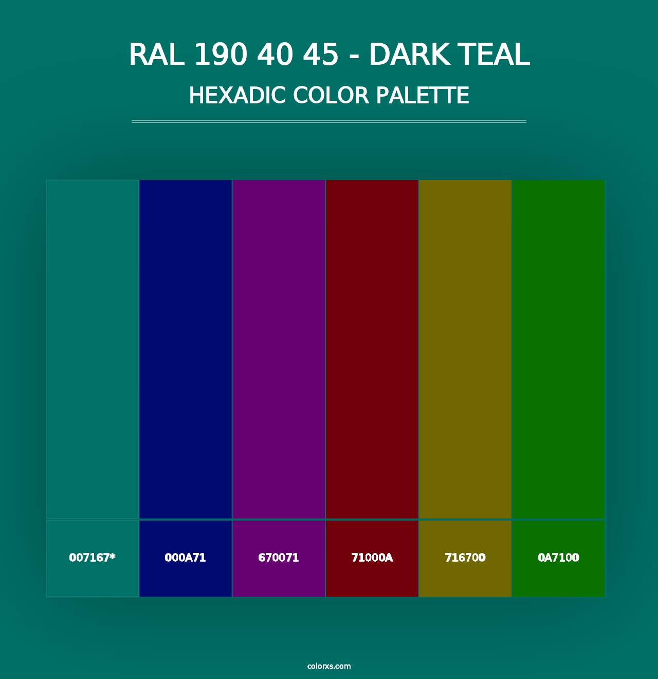 RAL 190 40 45 - Dark Teal - Hexadic Color Palette