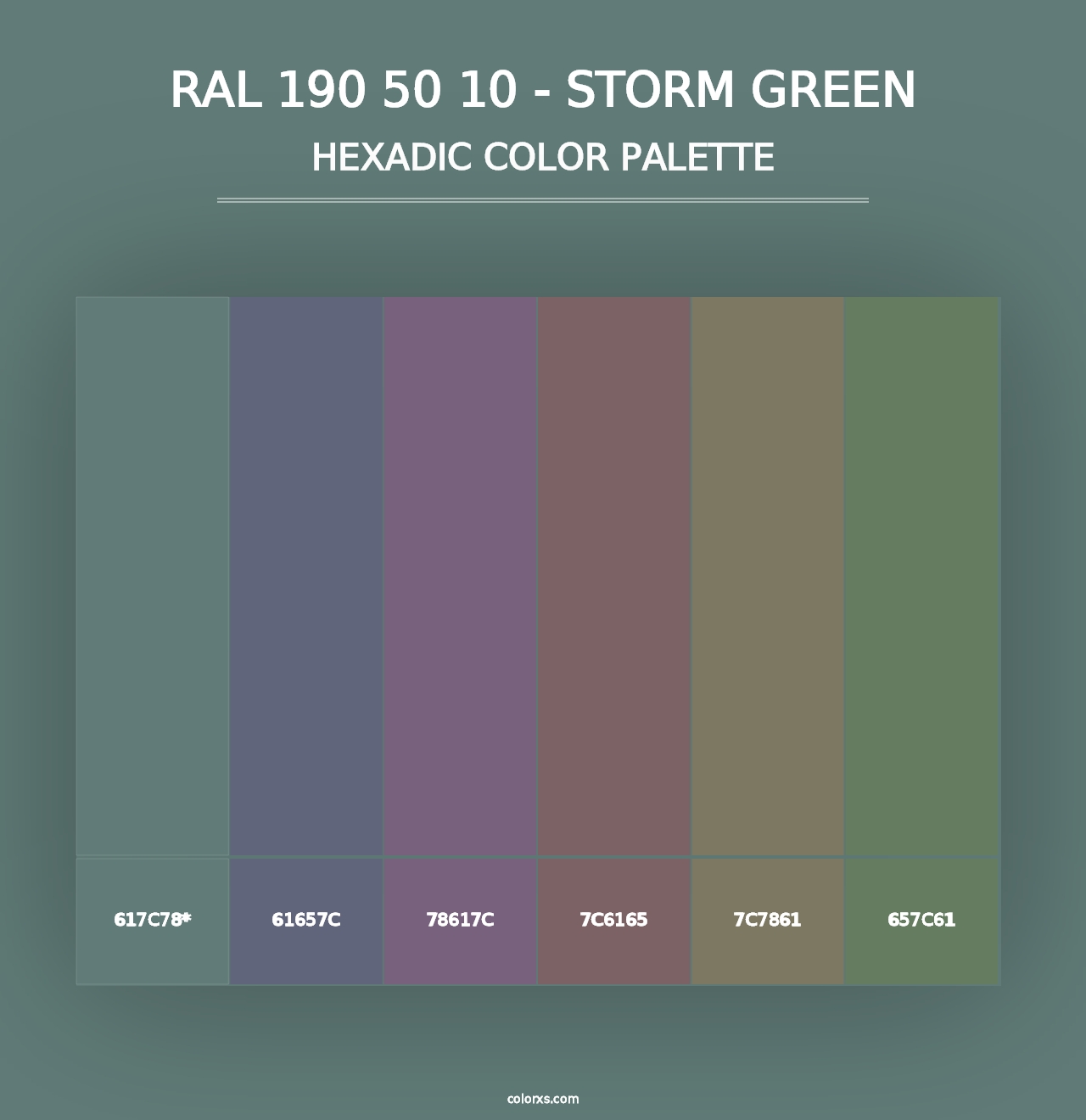 RAL 190 50 10 - Storm Green - Hexadic Color Palette