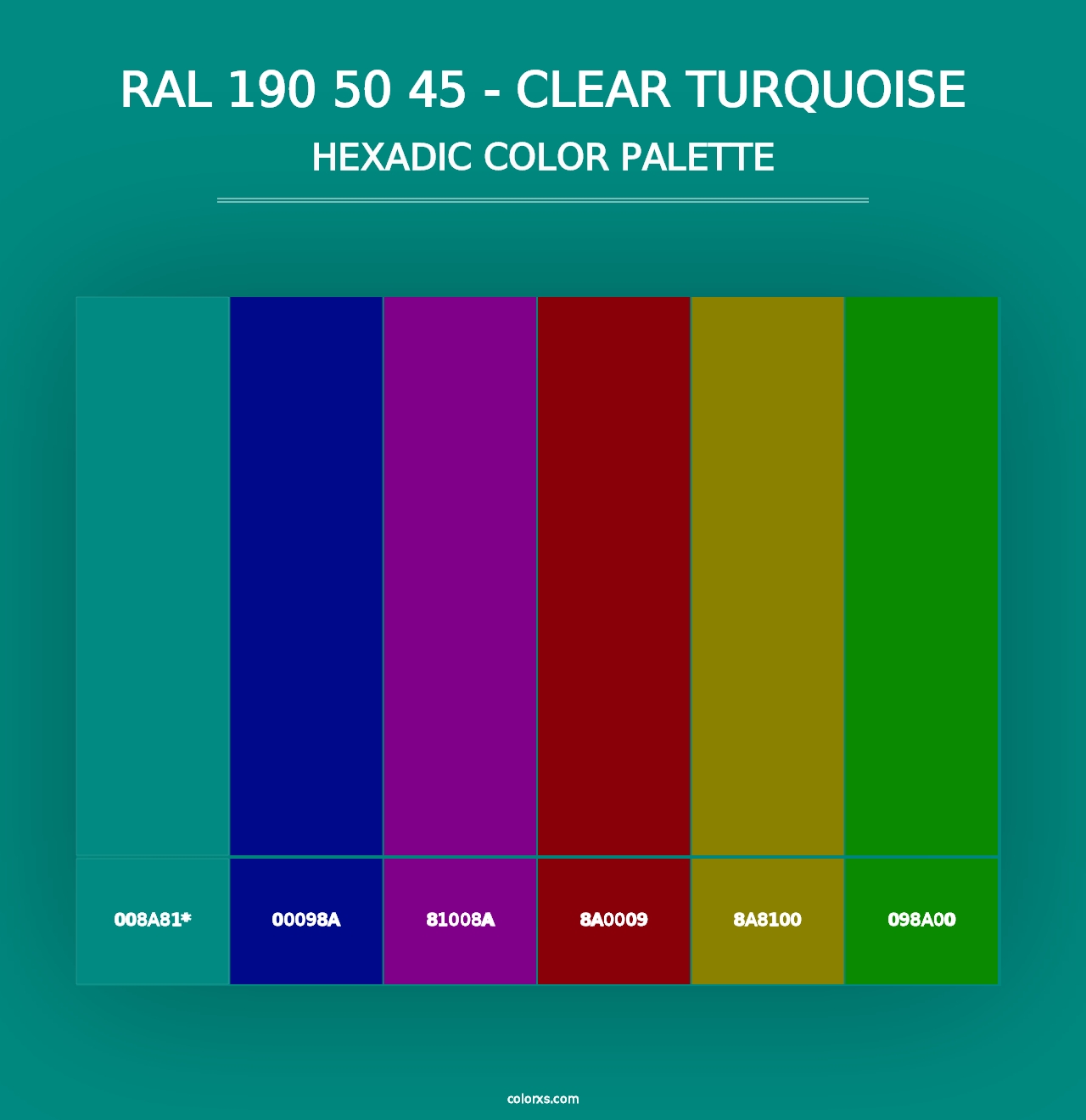 RAL 190 50 45 - Clear Turquoise - Hexadic Color Palette