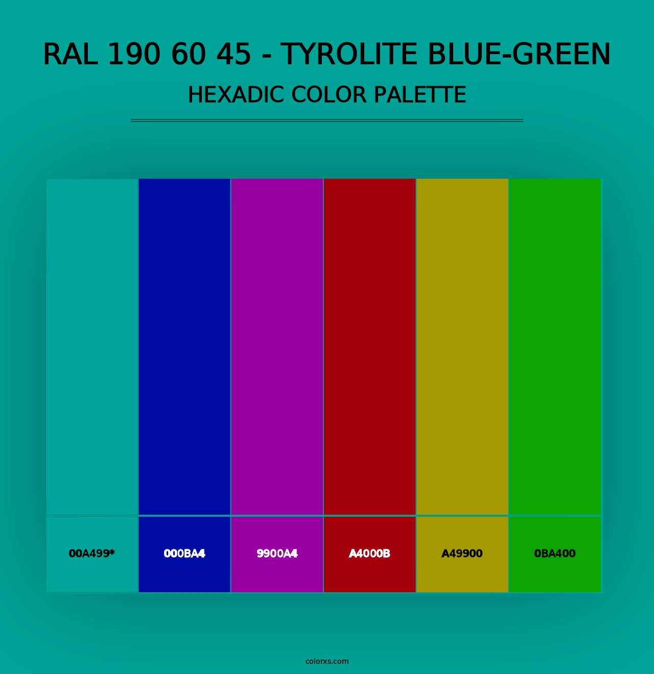 RAL 190 60 45 - Tyrolite Blue-Green - Hexadic Color Palette