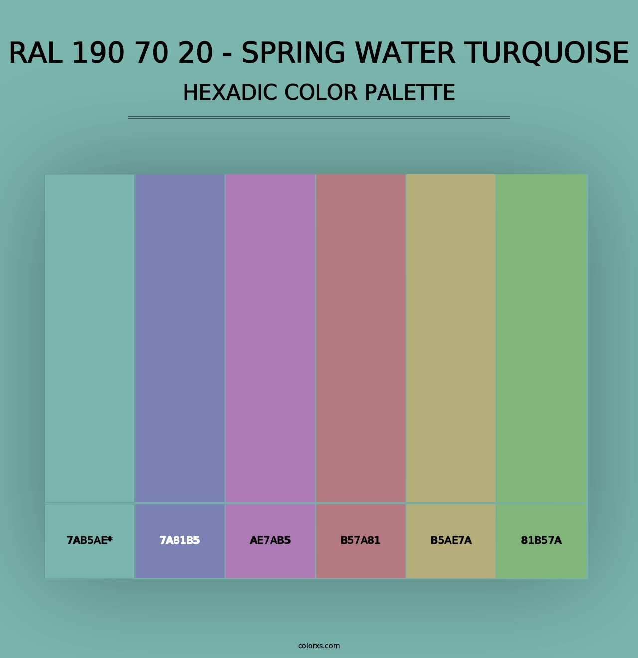 RAL 190 70 20 - Spring Water Turquoise - Hexadic Color Palette