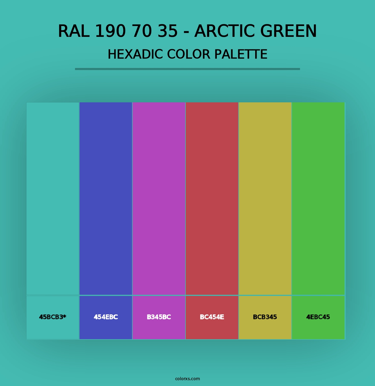 RAL 190 70 35 - Arctic Green - Hexadic Color Palette