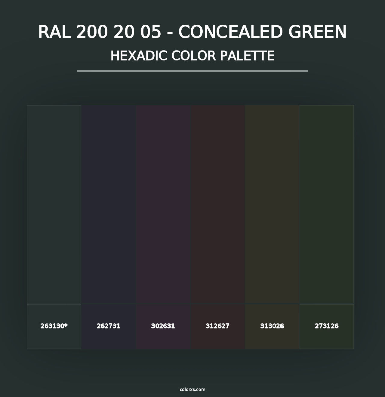 RAL 200 20 05 - Concealed Green - Hexadic Color Palette