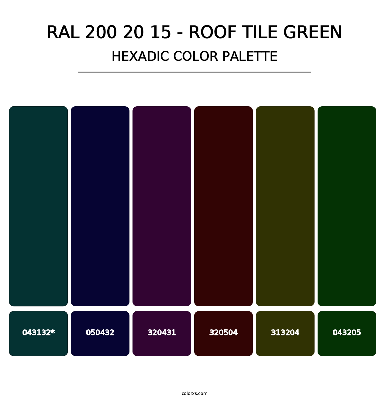 RAL 200 20 15 - Roof Tile Green - Hexadic Color Palette