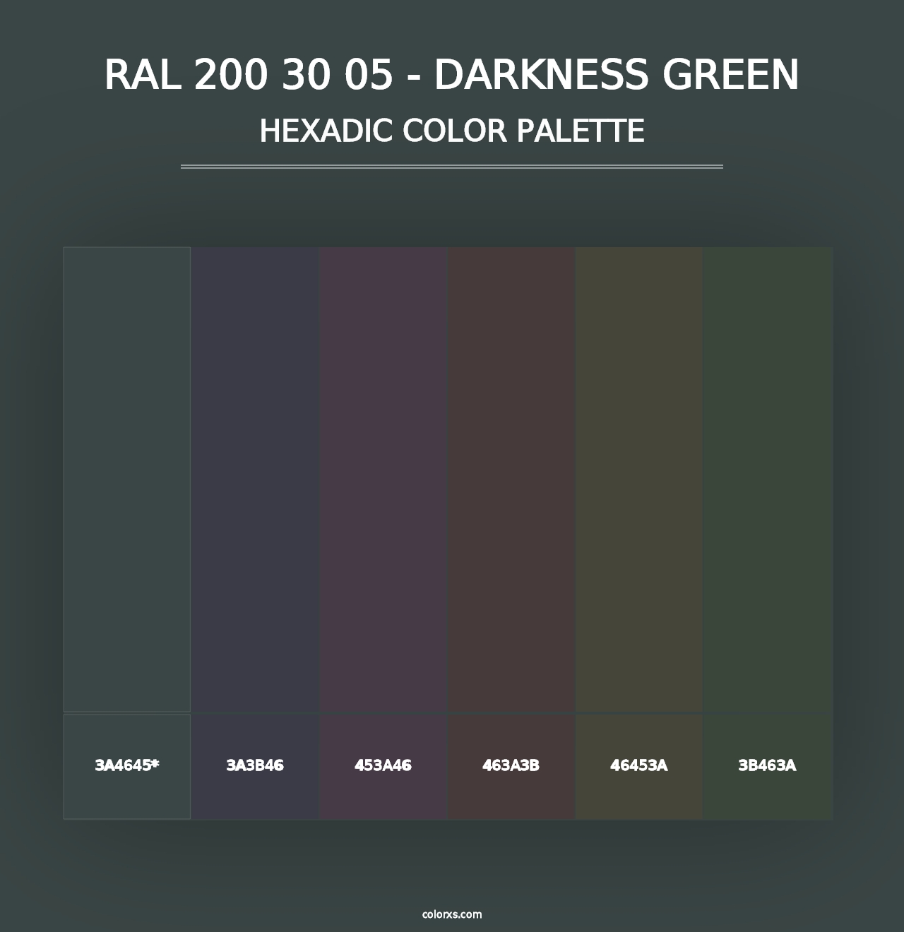 RAL 200 30 05 - Darkness Green - Hexadic Color Palette