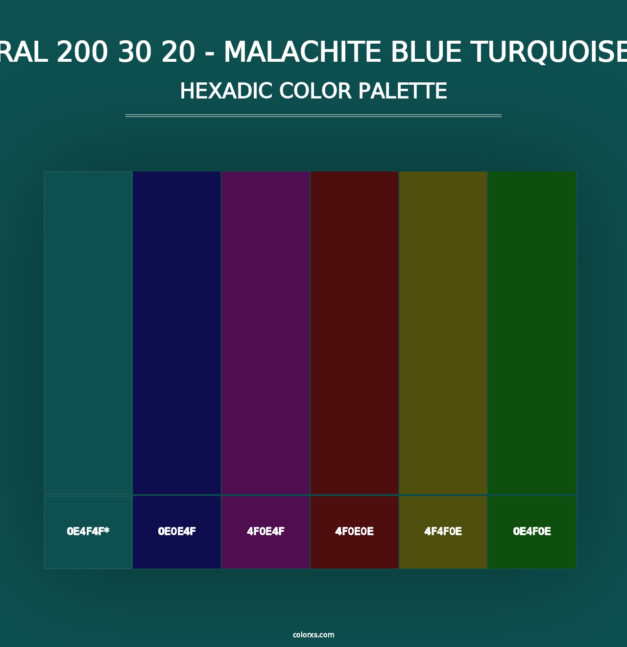 RAL 200 30 20 - Malachite Blue Turquoise - Hexadic Color Palette