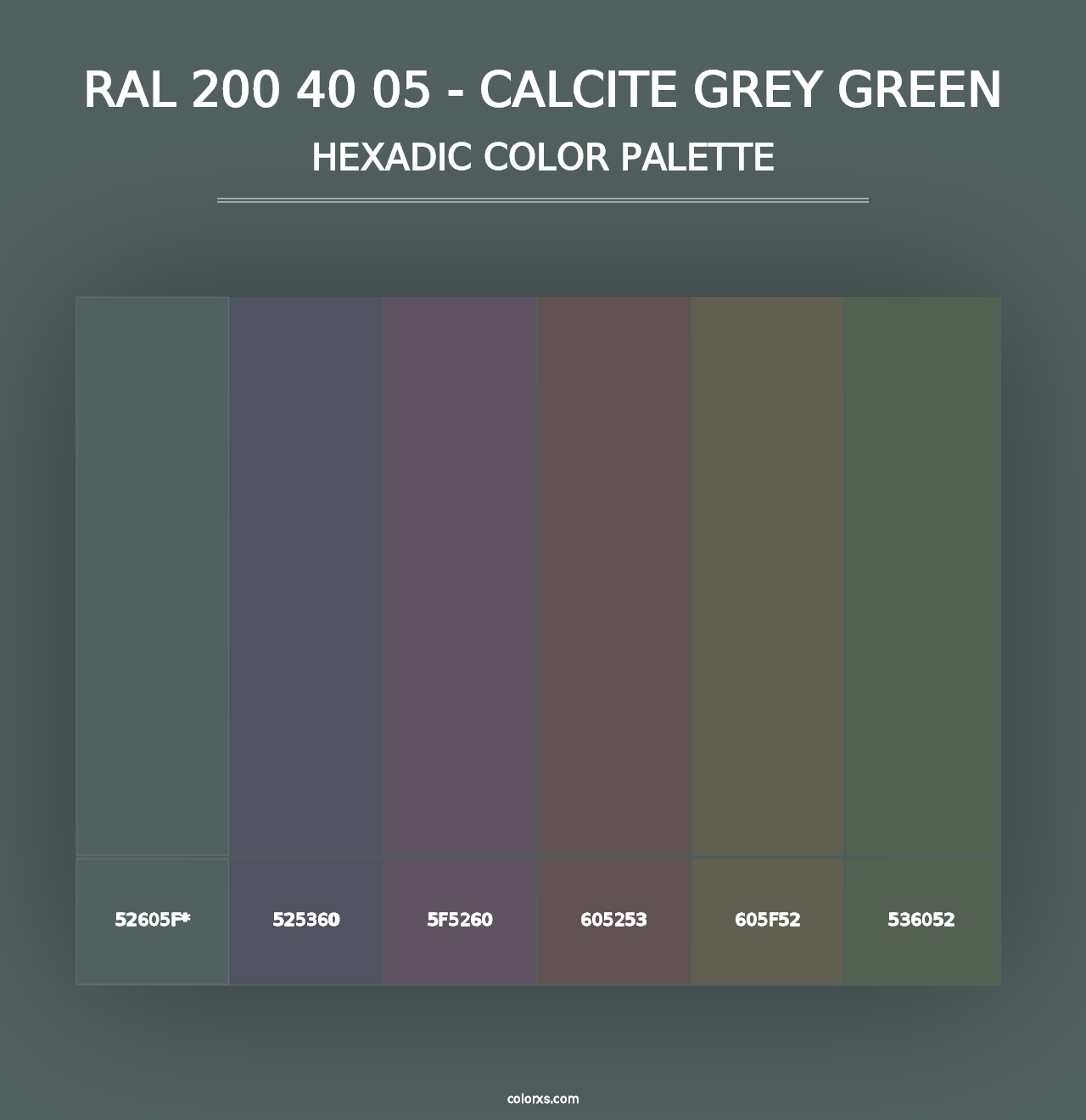 RAL 200 40 05 - Calcite Grey Green - Hexadic Color Palette