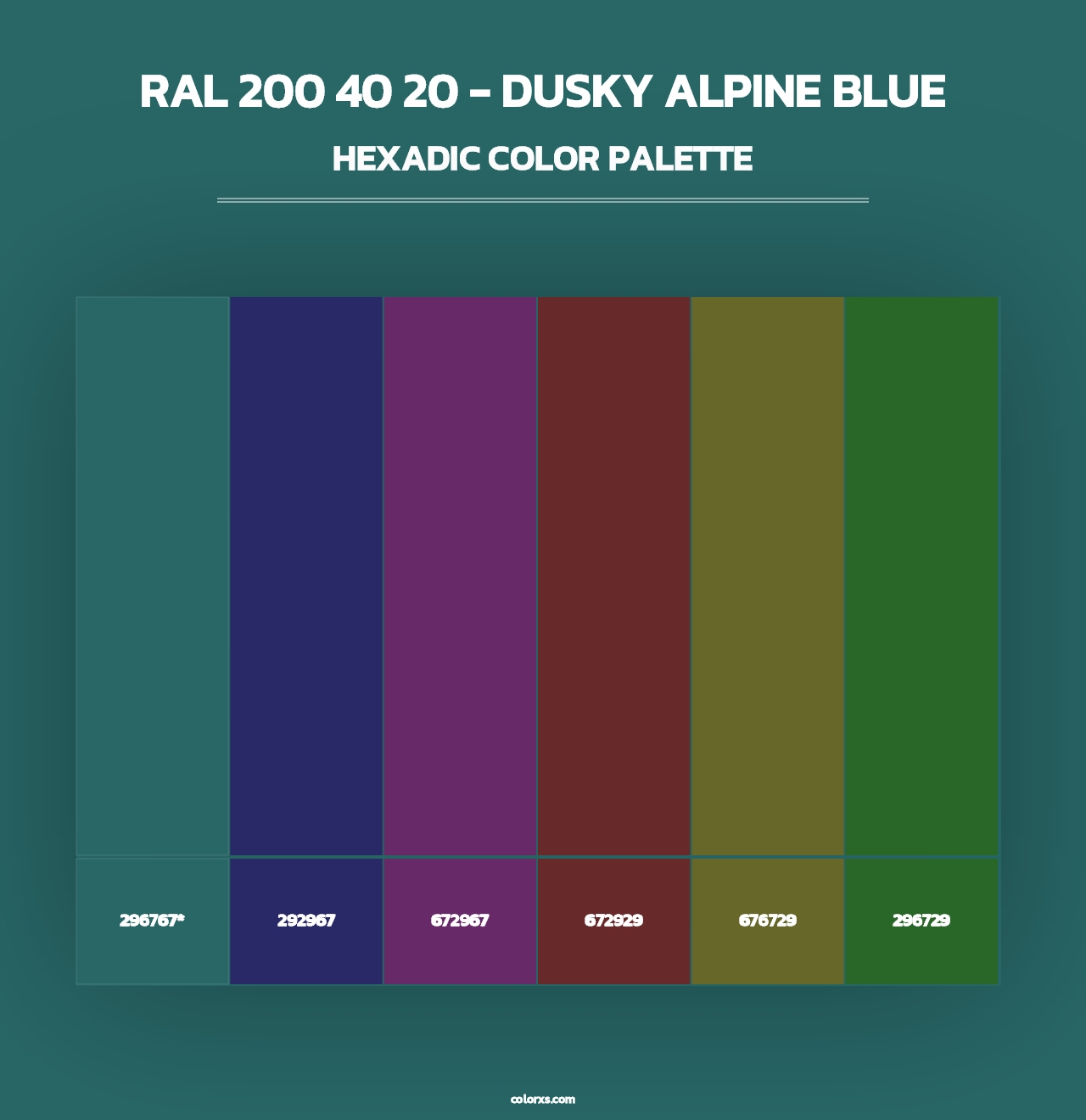 RAL 200 40 20 - Dusky Alpine Blue - Hexadic Color Palette