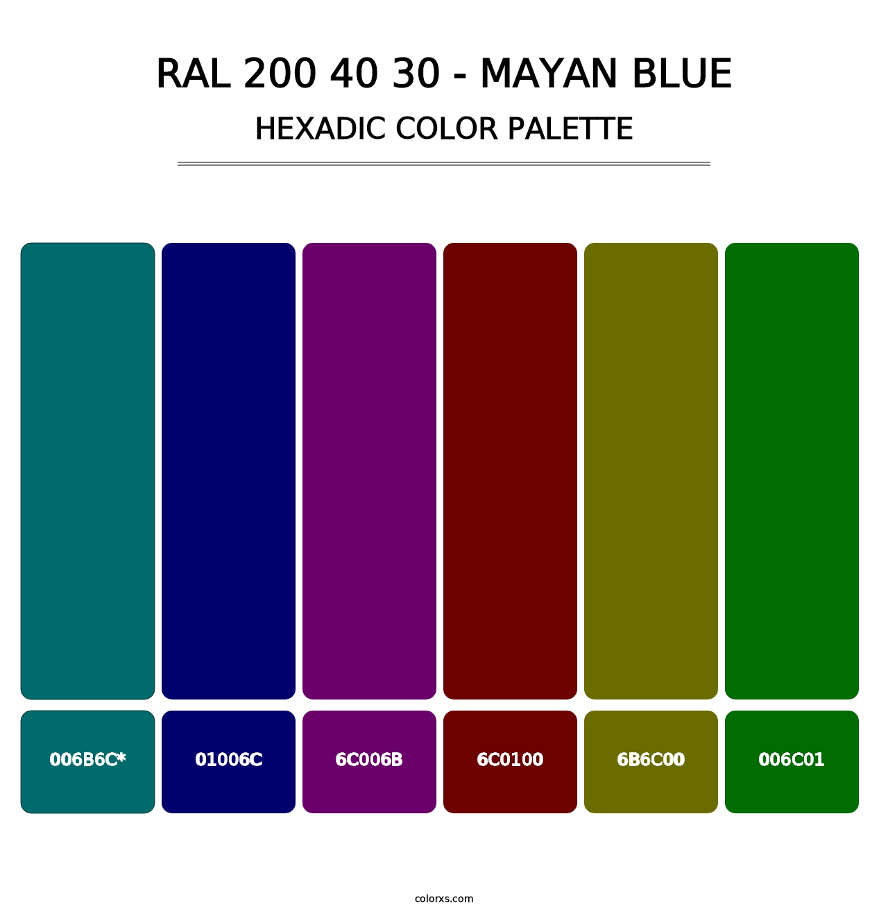 RAL 200 40 30 - Mayan Blue - Hexadic Color Palette