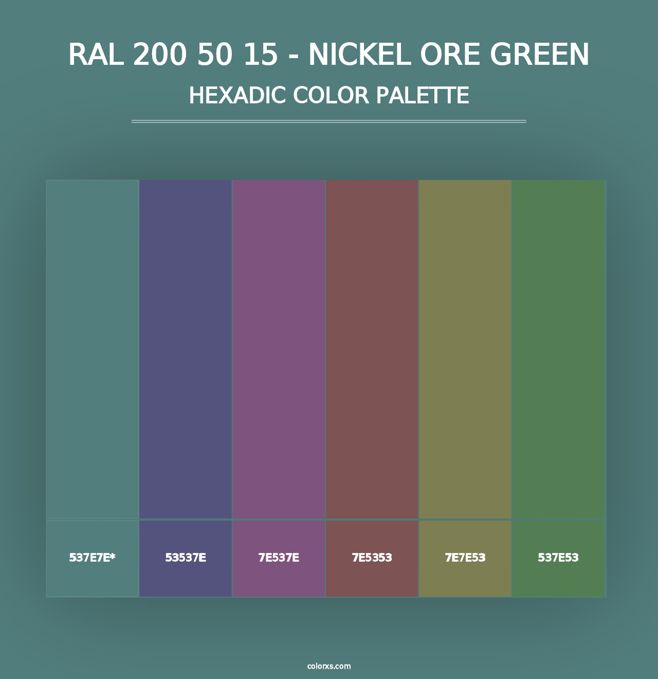 RAL 200 50 15 - Nickel Ore Green - Hexadic Color Palette