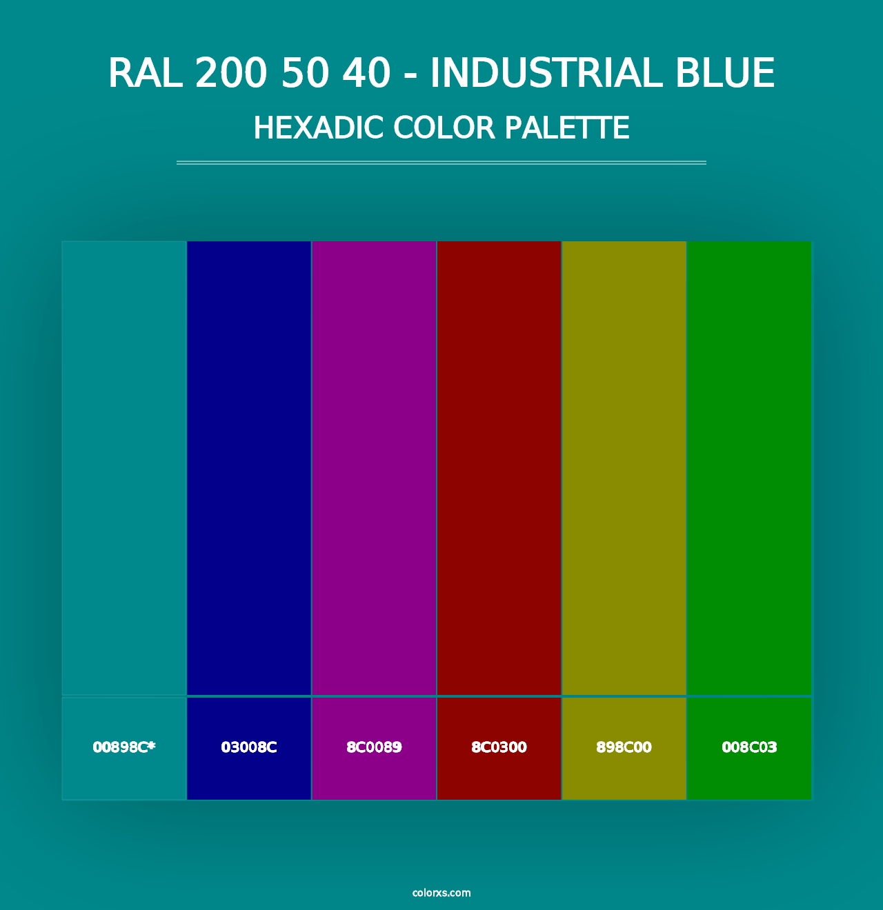 RAL 200 50 40 - Industrial Blue - Hexadic Color Palette