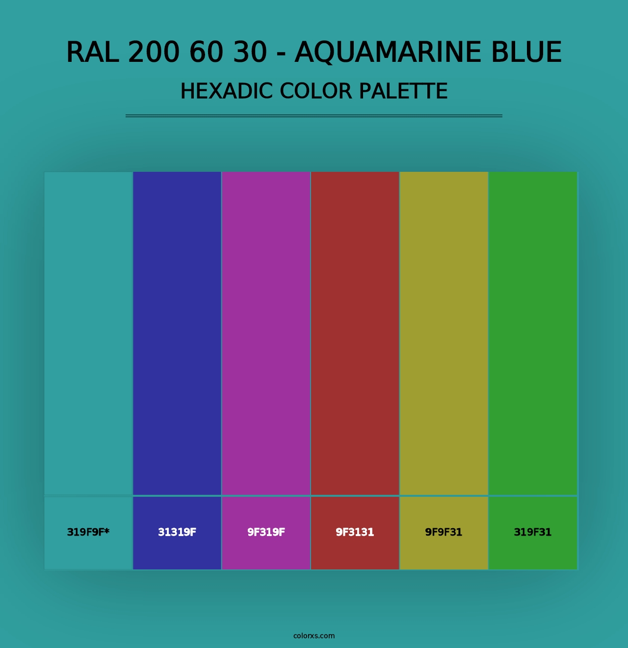 RAL 200 60 30 - Aquamarine Blue - Hexadic Color Palette