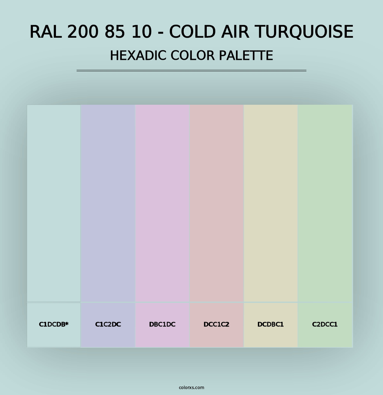 RAL 200 85 10 - Cold Air Turquoise - Hexadic Color Palette