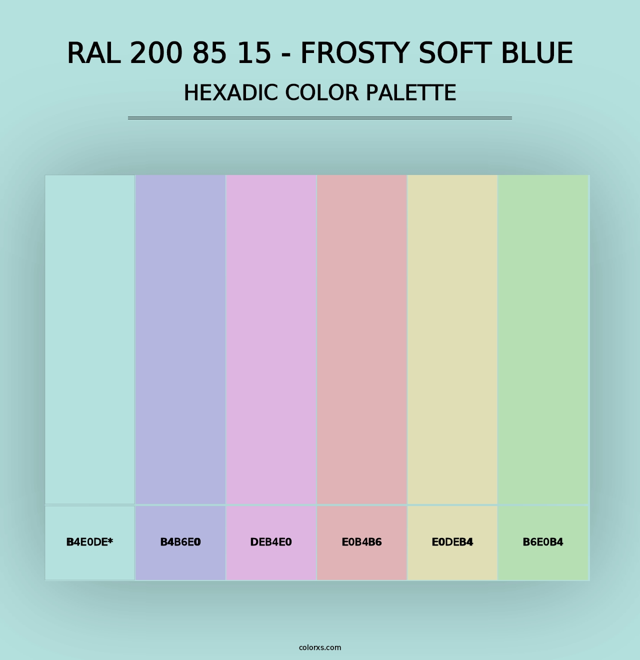 RAL 200 85 15 - Frosty Soft Blue - Hexadic Color Palette