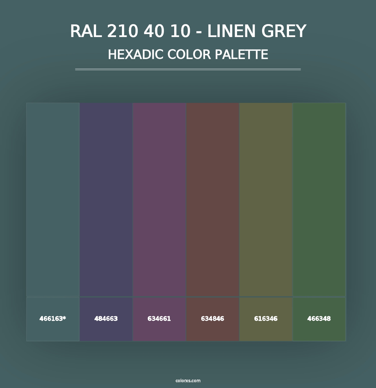 RAL 210 40 10 - Linen Grey - Hexadic Color Palette