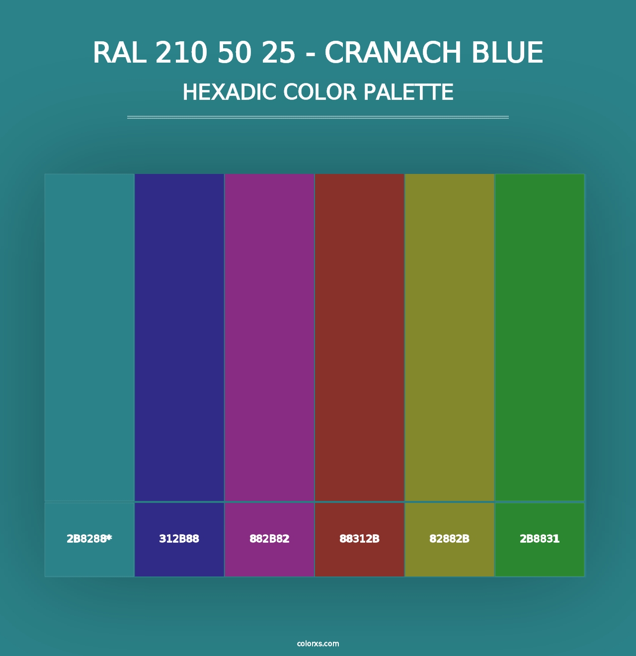 RAL 210 50 25 - Cranach Blue - Hexadic Color Palette